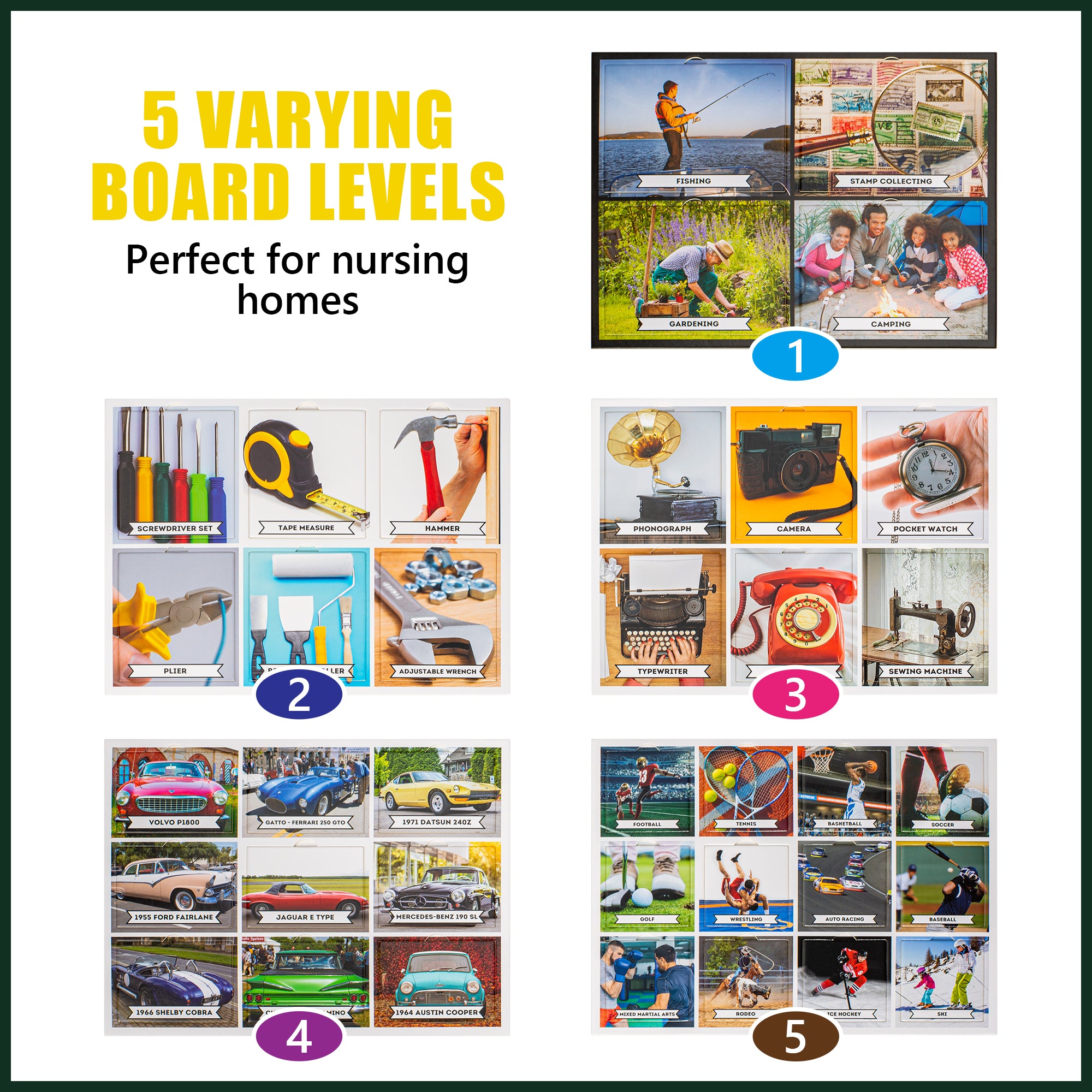 Assistex Matching Game Activity Board FOR MEN- Dementia Activities for Seniors - Memory Games for Adults with Alzheimers - Memory Loss - Matching Card Memory Games for Seniors