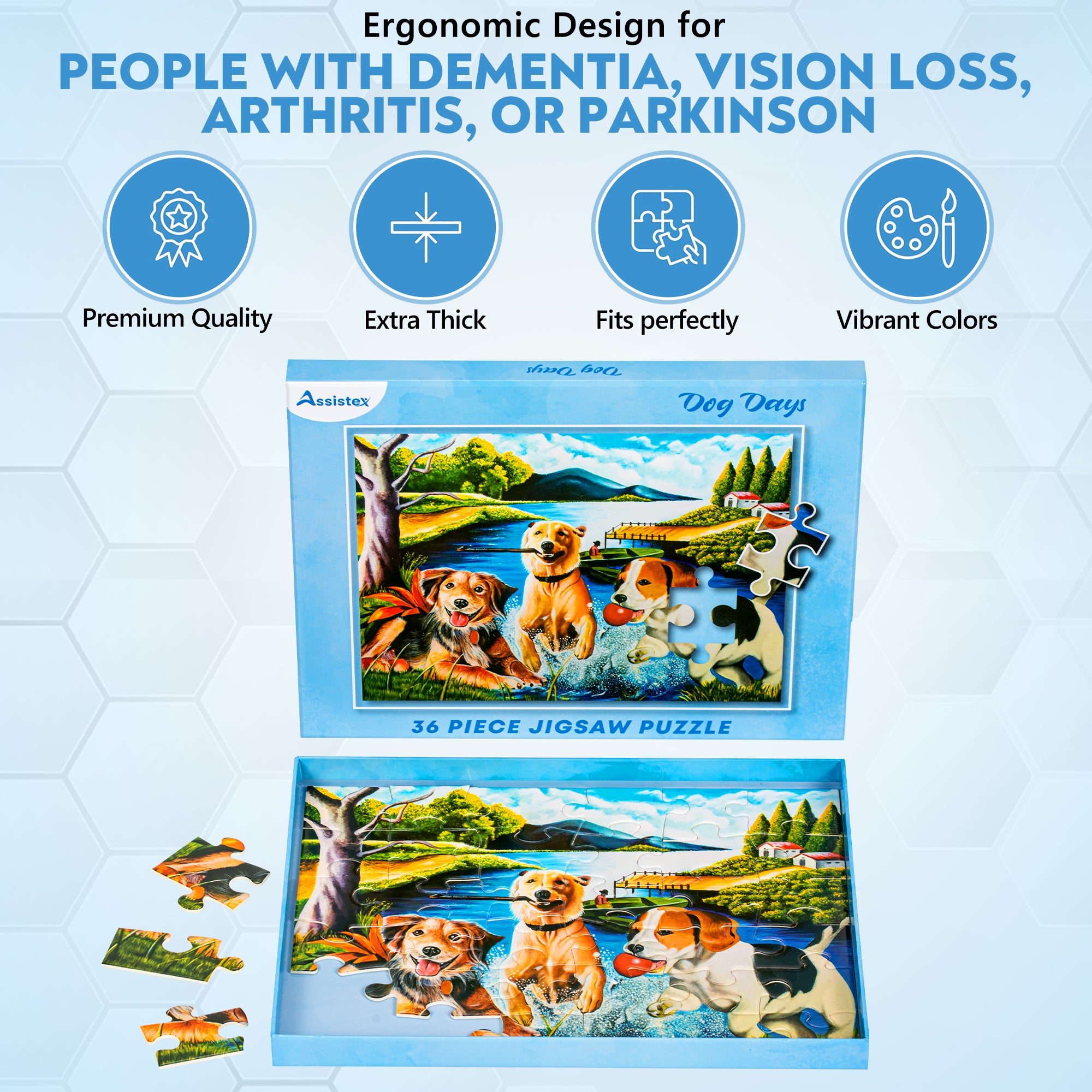 DEMENTIA PUZZLE 36 LARGE PIECES JIGSAW – Dog Day, Easy puzzles for elderly adults