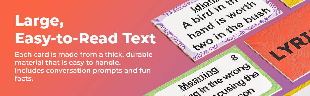 Assistex 2 in 1 Matching Card Memory Games for Seniors – Lyric and Idiom Matching Card Games for memory loss Dementia Activities for Seniors – Alzheimer&