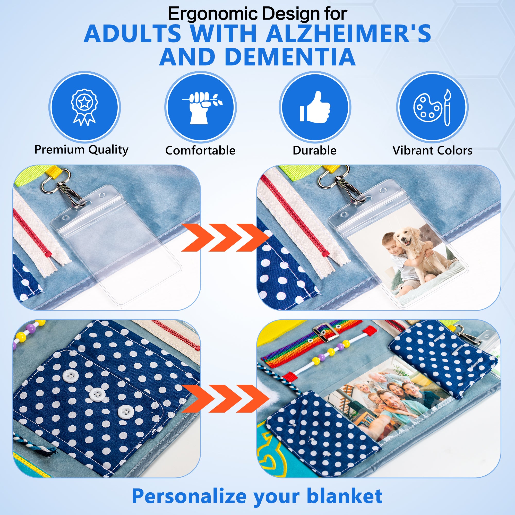 Fidget Blanket for Adults with Dementia & Alzheimer&