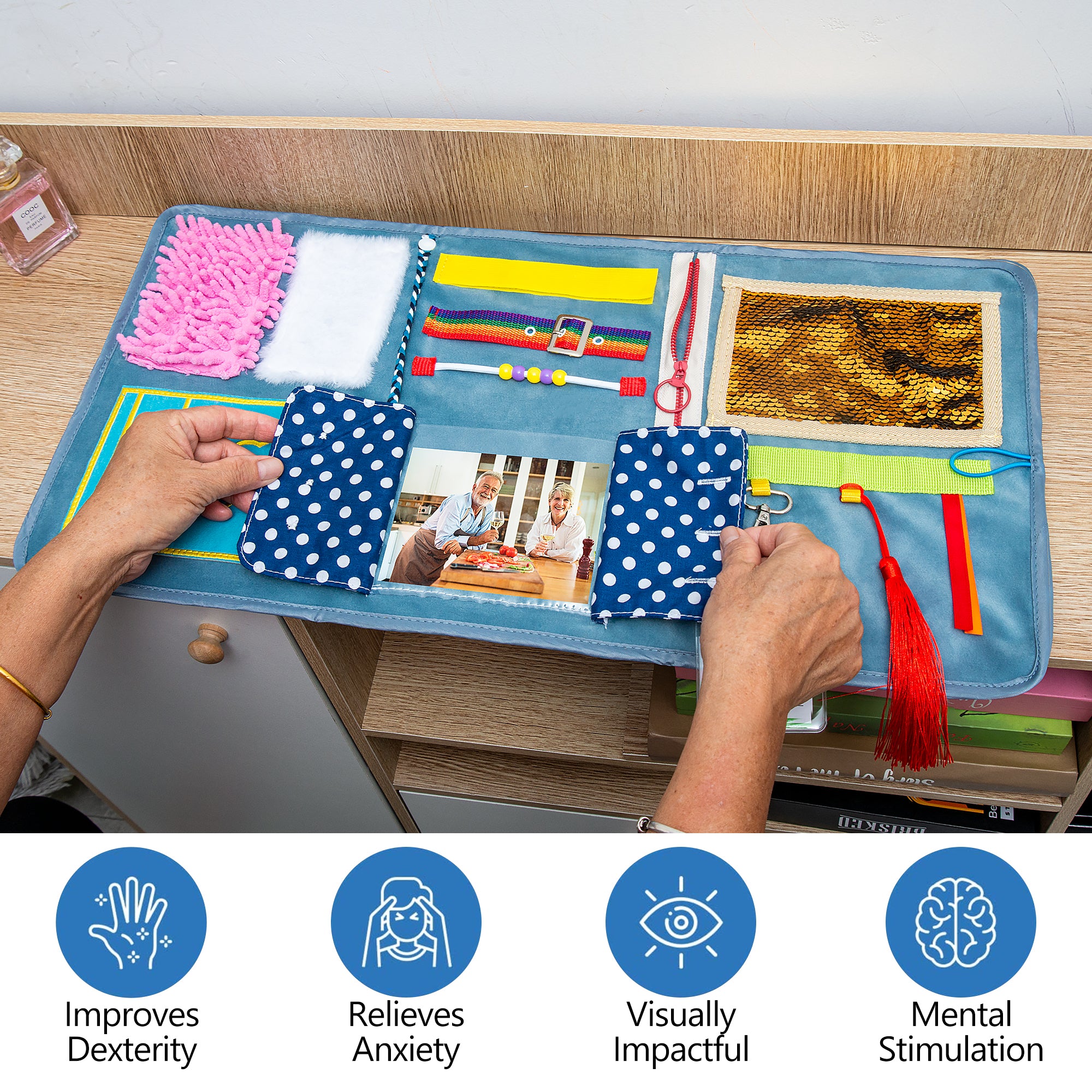Fidget Blanket for Adults with Dementia & Alzheimer&