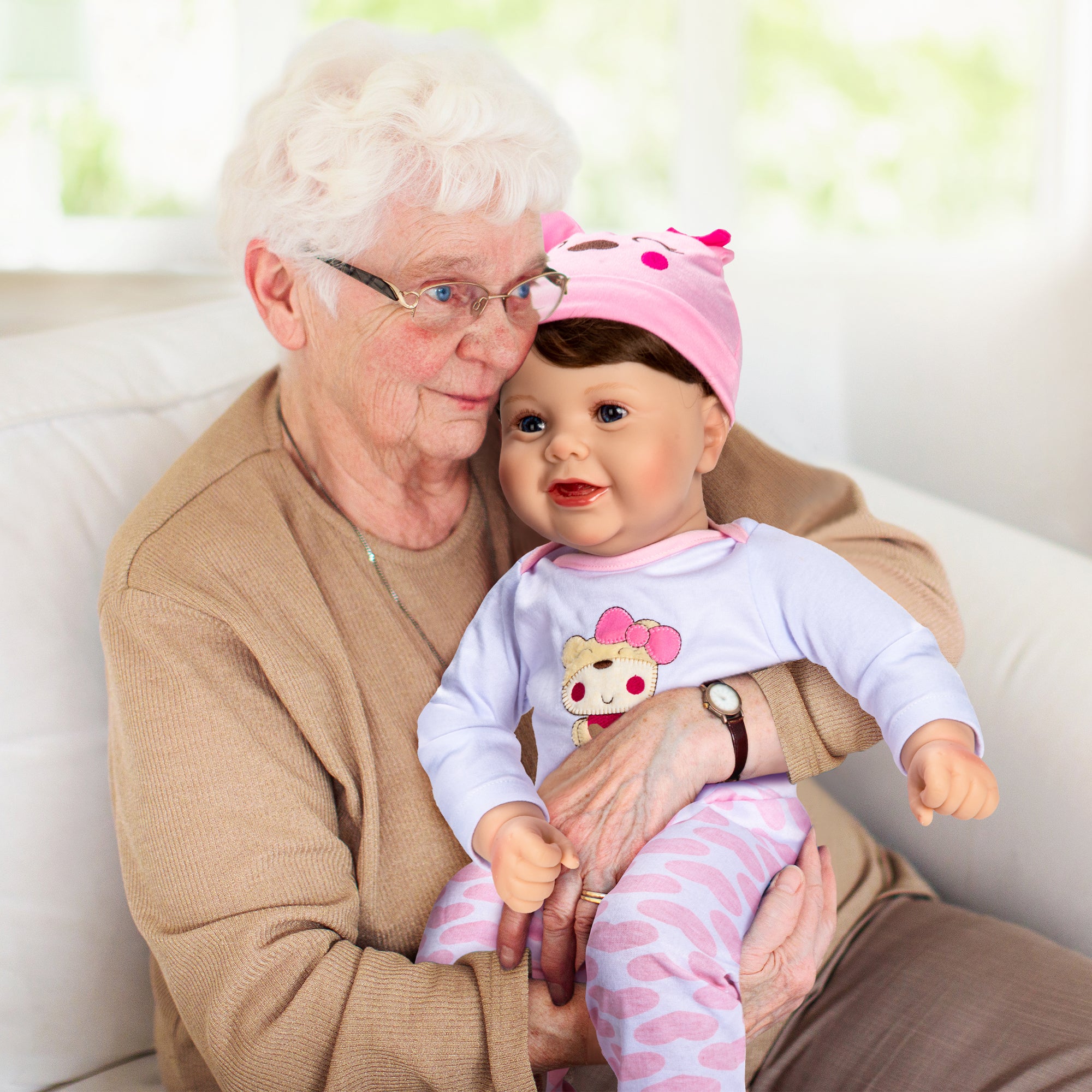comfort doll providing sensory support for seniors
