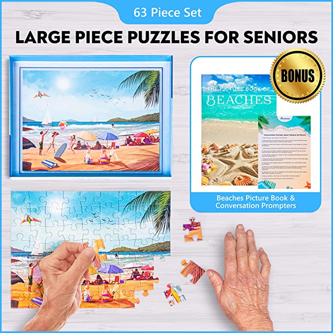 Dementia Puzzle 63 Large Pieces Jigsaw – Beach fun
