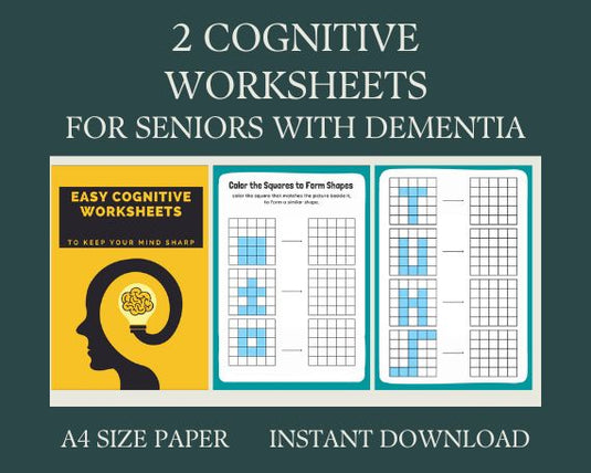 2 cognitive worksheets, activity for Seniors Large Print, Easy Workshe