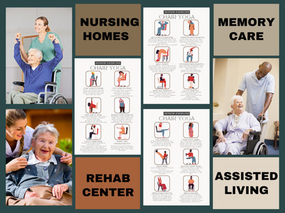 chair yoga guide for seniors, exercise for elderly, physical therapy printable, wheelchair exercise, nursing home sport, dementia printables