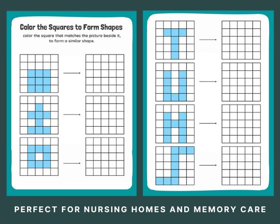 2 cognitive worksheets, activity for Seniors Large Print, Easy Worksheets, for elderly with Alzheimer’s, Dementia, Parkinson, Memory Loss