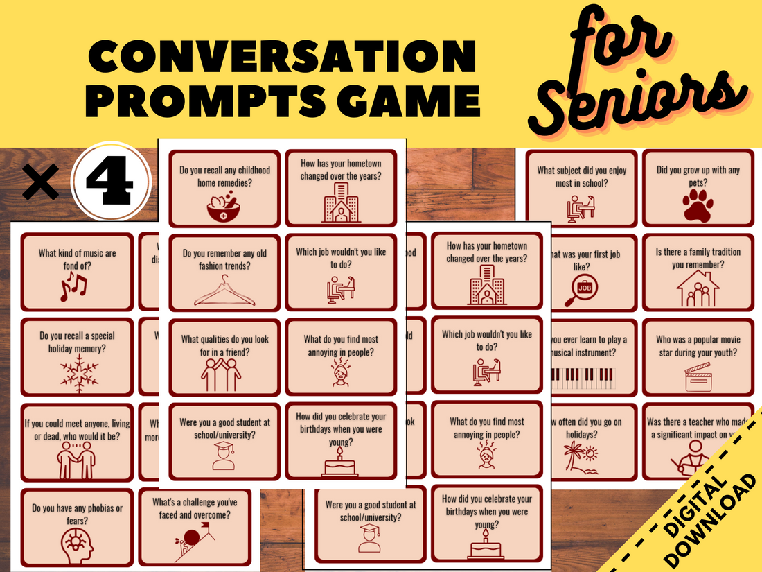 Printable Senior Conversation Game - Elderly Engagement &amp; Memory Stimulation Activity, Dementia Activities, Reminiscing Games, memory care