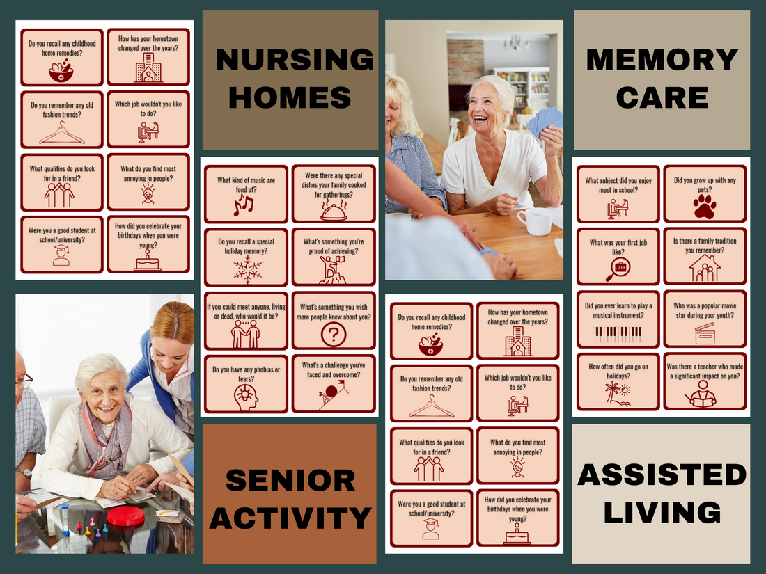 Printable Senior Conversation Game - Elderly Engagement &amp; Memory Stimulation Activity, Dementia Activities, Reminiscing Games, memory care