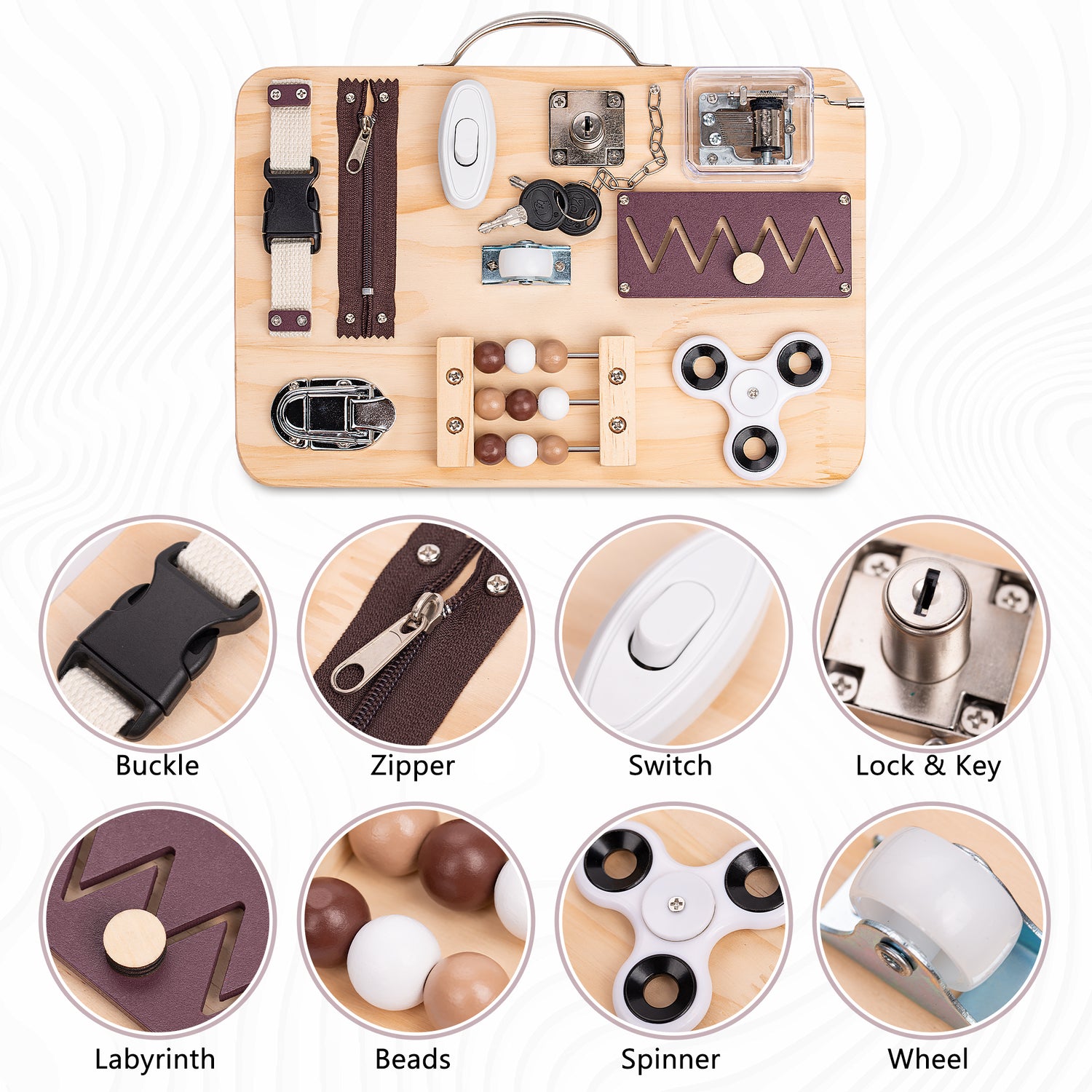 Wooden Fidget Busy Board for Adults with Dementia