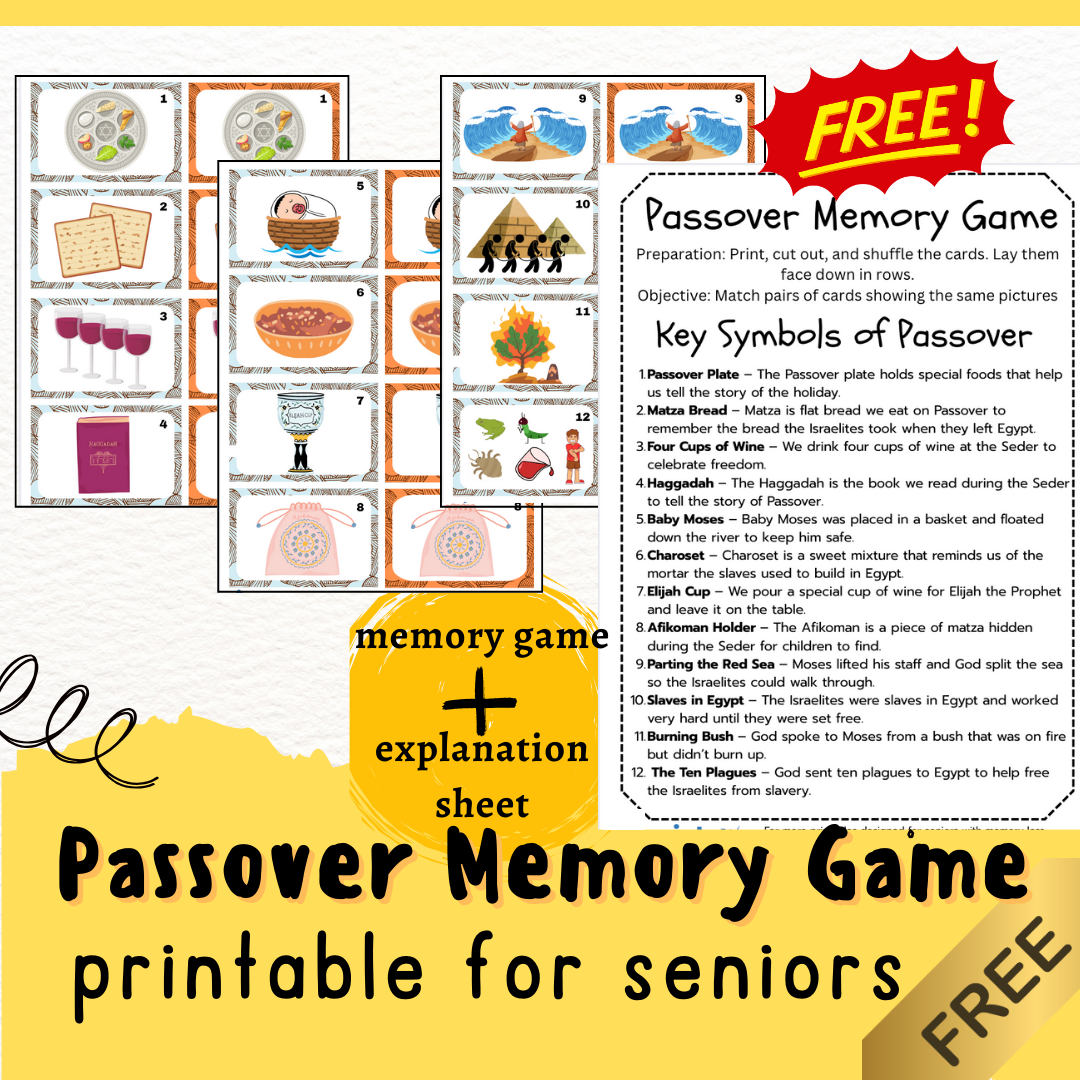 Passover Matching Memory Game – Printable for Seniors