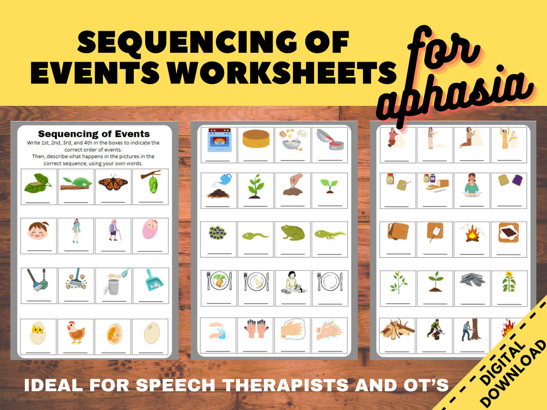 Sequencing of Events Printable Worksheets, Cognitive Memory Therapy for Stroke, Aphasia, and Cognitive Decline - SLP & OT Tool for Seniors