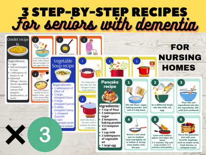 visual recipe for seniors, Step-by-Step Recipes for elderly, Recreational Therapy printable, nursing home activities, dementia printables