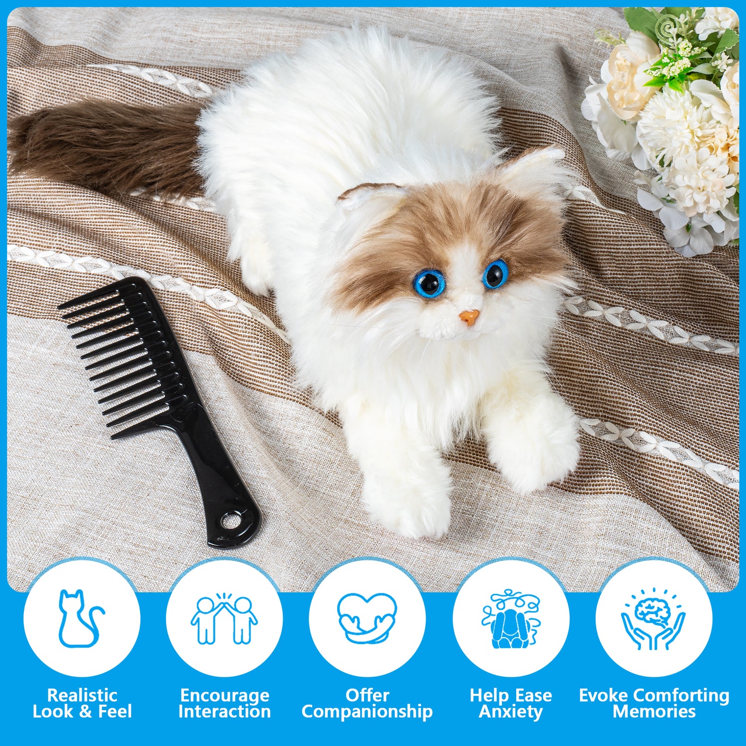 Assistex Therapy Cat Plush for Seniors with Dementia – Realistic Stuffed Animal Companion for Alzheimer’s, Memory Loss, Elderly Comfort – Soft, Calming, Lifelike Cat Toy