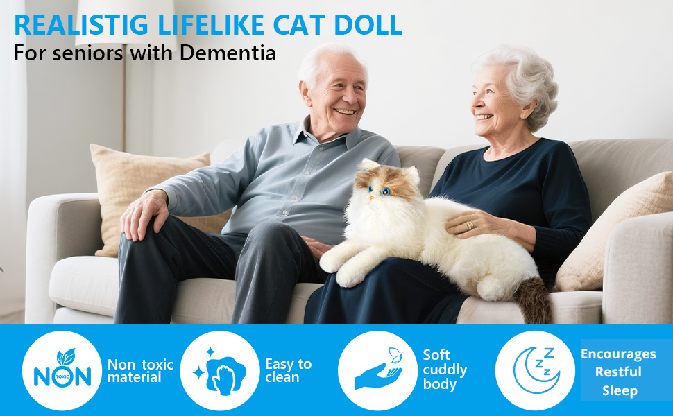 Assistex Therapy Cat Plush for Seniors with Dementia – Realistic Stuffed Animal Companion for Alzheimer’s, Memory Loss, Elderly Comfort – Soft, Calming, Lifelike Cat Toy