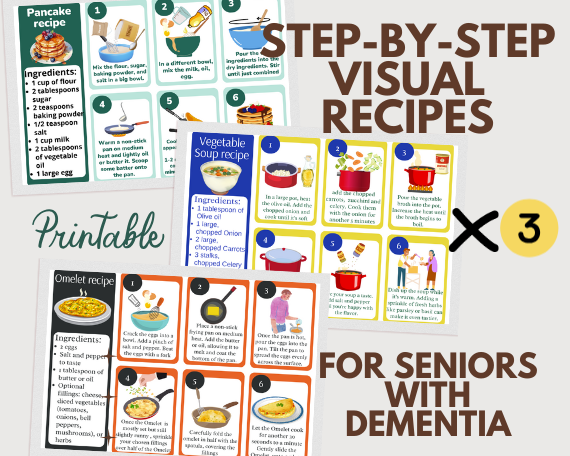 visual recipe for seniors, Step-by-Step Recipes for elderly, Recreational Therapy printable, nursing home activities, dementia printables